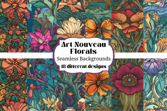 18 Art Nouveau Floral Seamless Patterns: A Digital Design Treasure for Creatives