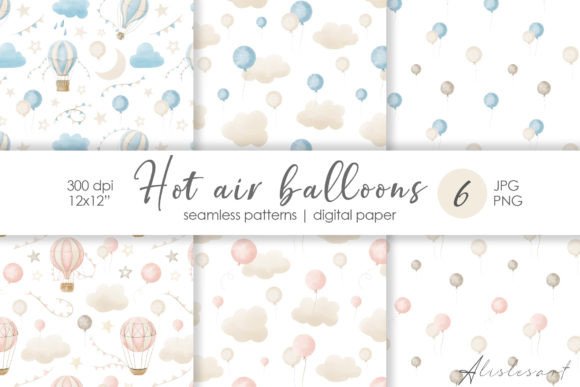 Air Balloons Seamless Patterns Paper