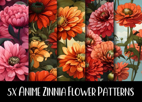 Anime Zinnia Flower Patterns Collection