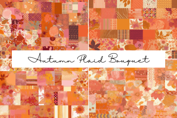 Autumn Plaid Bouquet Seamless Patterns