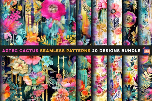 Aztec Cactus Seamless Patterns