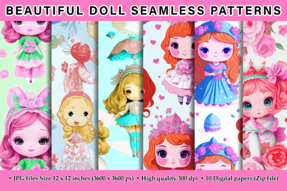 Beautiful Doll Seamless Patterns: A Versatile Design Resource for Digital Creators