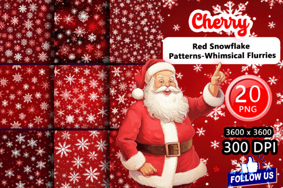 Cherry Red Snowflake Patterns - Whimsical Flurries