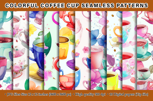 Colorful Coffee Cup Seamless Patterns: Strategic Design for Creative and Professional Use