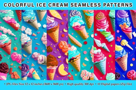 Colorful Ice Cream Seamless Patterns: A Creative Asset for Modern Designers and Businesses