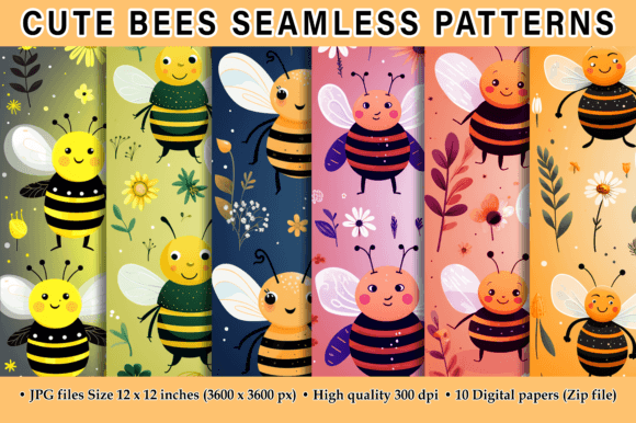Cute Bees Seamless Patterns – A Versatile Design Asset for Creative Projects