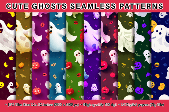 Cute Ghosts Seamless Patterns: A Versatile Design Resource for Creative Projects