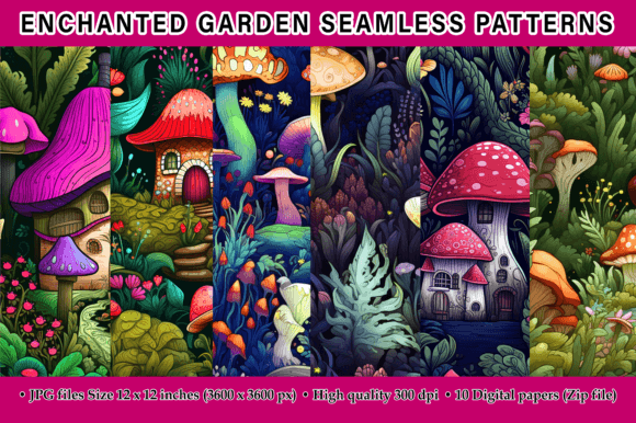 Enchanted Garden Seamless Patterns: A Digital Design Resource for Modern Creativity