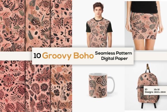 Groovy Boho Blush Patterns: A Versatile Design Resource for Creative Projects