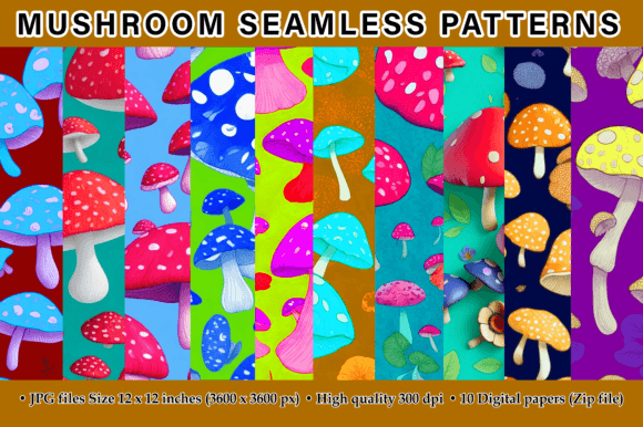 Mushroom Seamless Patterns
