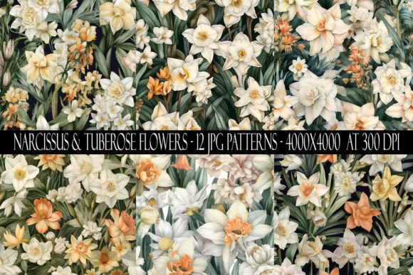 Narcissus and Tuberose Flower Patterns: A Versatile Design Resource for Creators