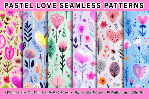 Pastel Love Seamless Patterns: A Versatile Design Resource for Creative and Professional Workflows