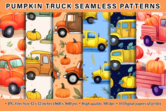 Pumpkin Truck Seamless Patterns