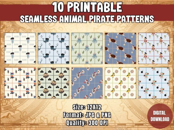 Seamless Animal Pirate Patterns: A Digital Resource for Creative Professionals and Enthusiasts