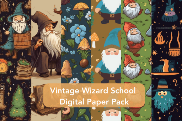 Vintage Wizard School Patterns: A Versatile Design Resource for Creatives