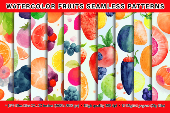 Watercolor Fruits Seamless Patterns: A Versatile Design Resource for Creative Projects