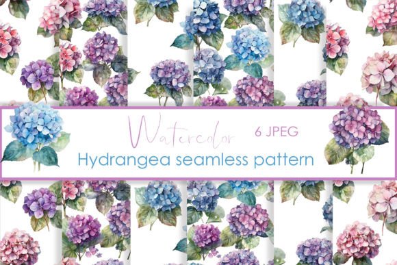 Watercolor Hydrangea Seamless Patterns: A Versatile Design for Creative Projects