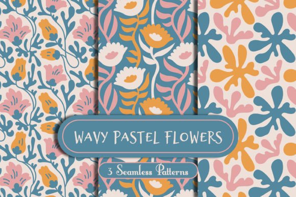 Wavy Pastel Flowers Seamless Patterns: A Versatile Design Resource for Creative Projects